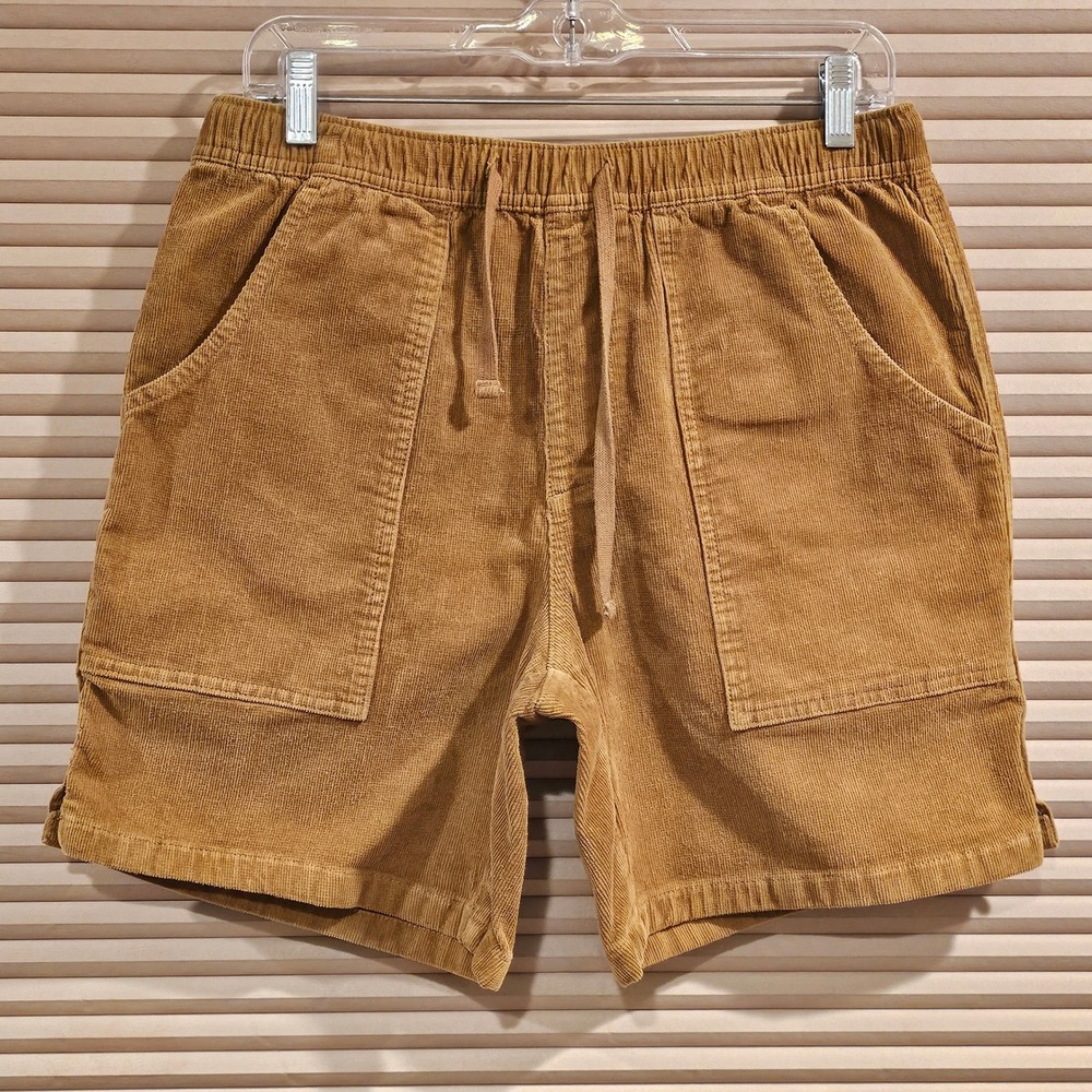 Katin Corduroy Shorts Womens Medium Brown Elastic Waist Drawstring Stretch